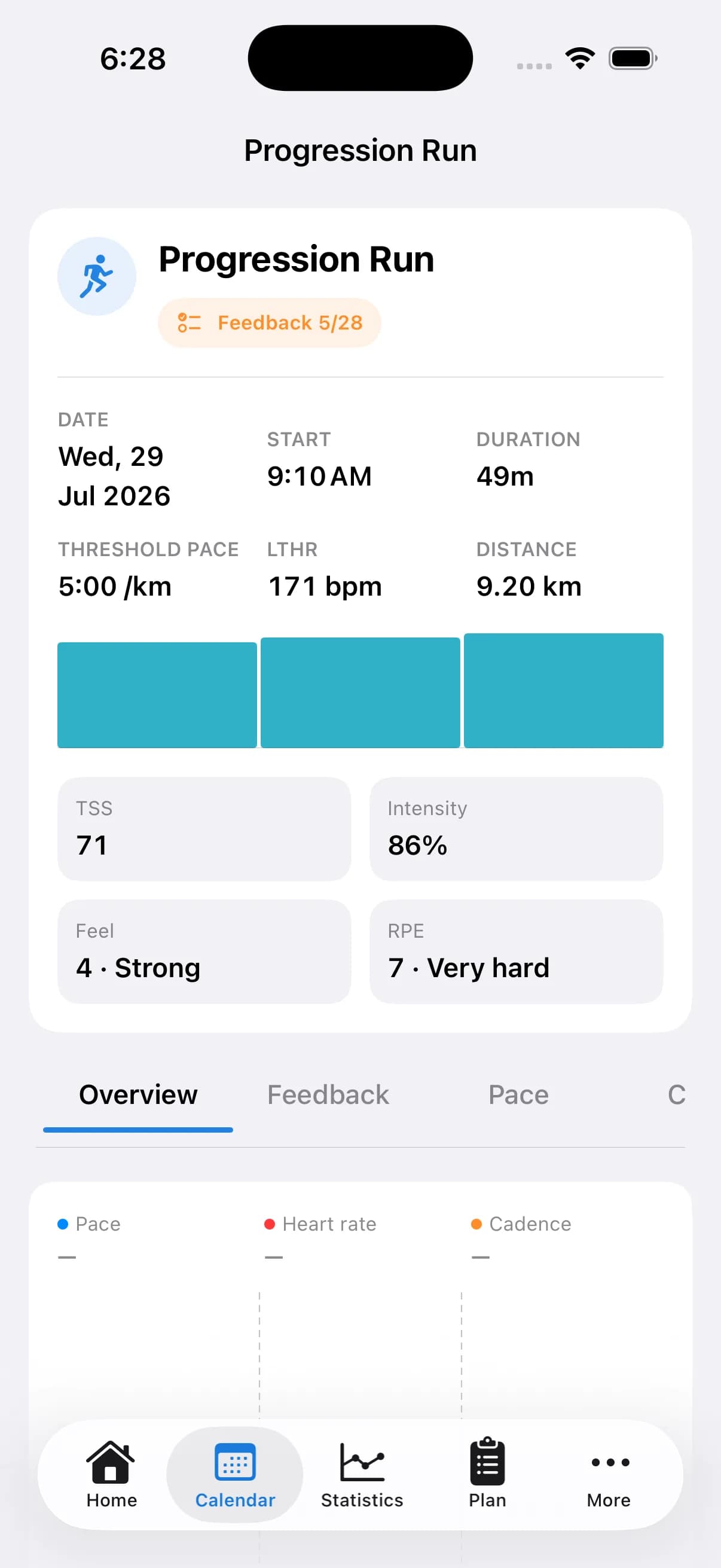 Hybrid Edge workout analysis showing performance metrics